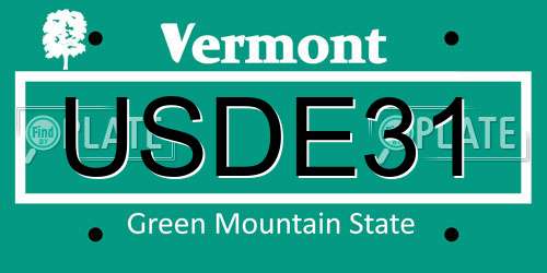 USDE31 Vermont License Plate