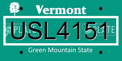 USL4151 Vermont License Plate