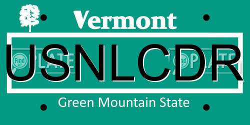 USNLCDR Vermont License Plate