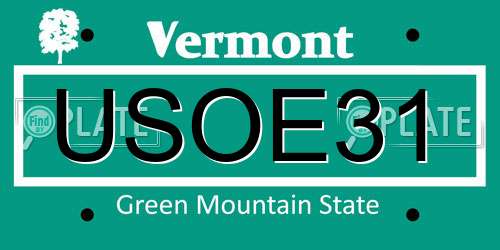 USOE31 Vermont License Plate