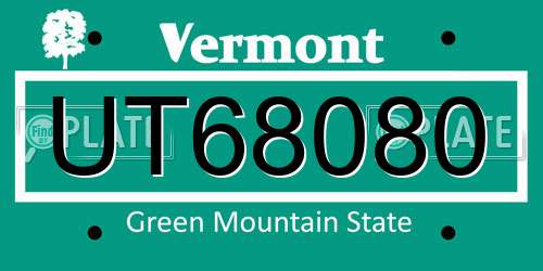 UT68080 Vermont License Plate