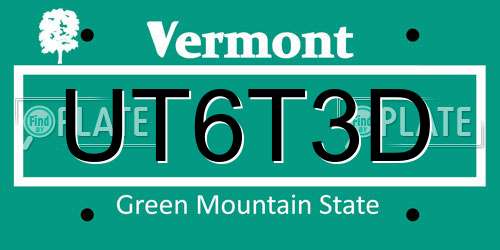 UT6T3D Vermont License Plate
