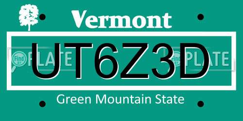 UT6Z3D Vermont License Plate