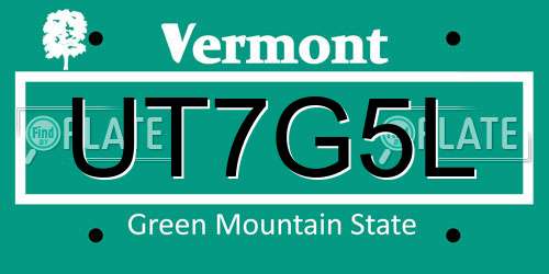 UT7G5L Vermont License Plate