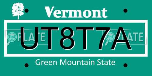 UT8T7A Vermont License Plate