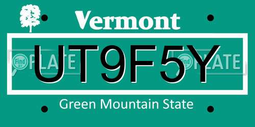 UT9F5Y Vermont License Plate