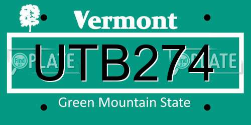 UTB274 Vermont License Plate