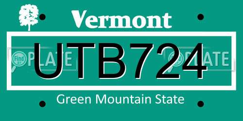 UTB724 Vermont License Plate