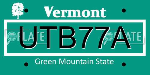 UTB77A Vermont License Plate