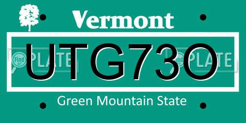 UTG73O Vermont License Plate