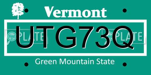 UTG73Q Vermont License Plate