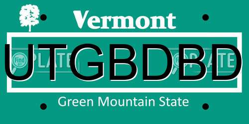 UTGBDBD Vermont License Plate