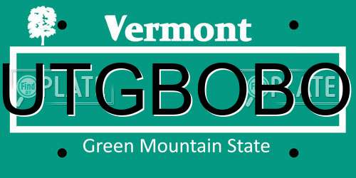 UTGBOBO Vermont License Plate