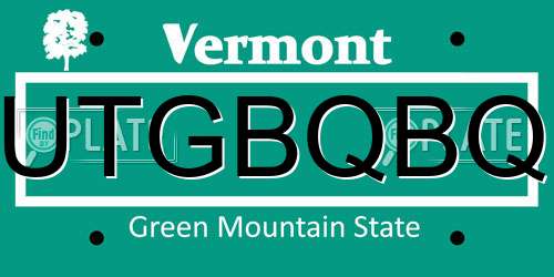 UTGBQBQ Vermont License Plate