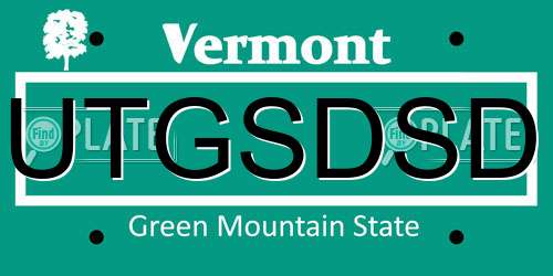 UTGSDSD Vermont License Plate