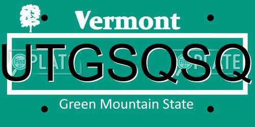 UTGSQSQ Vermont License Plate