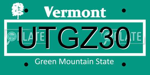 UTGZ30 Vermont License Plate