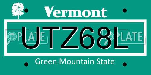 UTZ68L Vermont License Plate