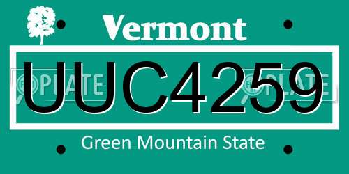 UUC4259 Vermont License Plate
