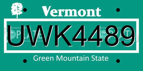 UWK4489 Vermont License Plate