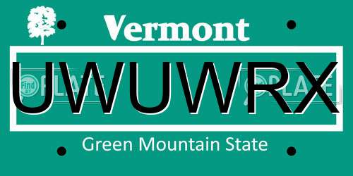 UWUWRX Vermont License Plate