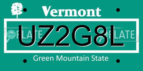 UZ2G8L Vermont License Plate