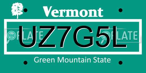 UZ7G5L Vermont License Plate