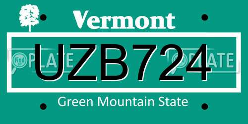UZB724 Vermont License Plate
