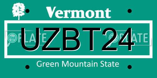 UZBT24 Vermont License Plate