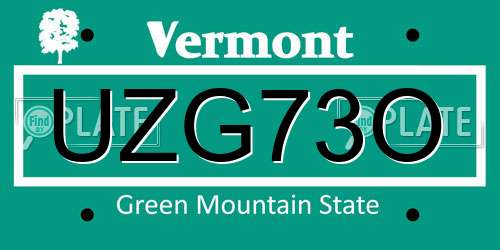 UZG73O Vermont License Plate