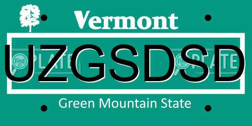 UZGSDSD Vermont License Plate