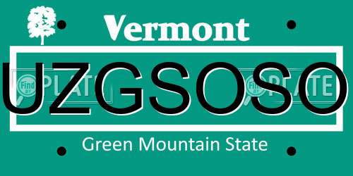 UZGSOSO Vermont License Plate