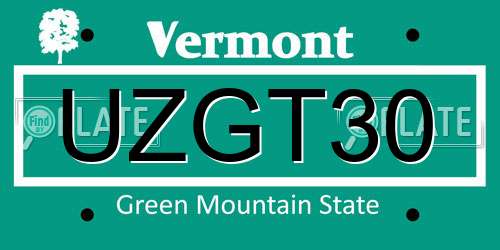 UZGT30 Vermont License Plate