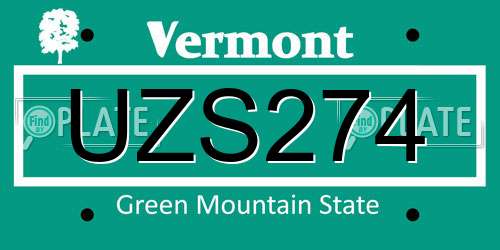 UZS274 Vermont License Plate
