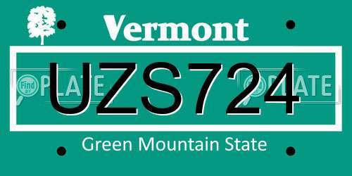UZS724 Vermont License Plate