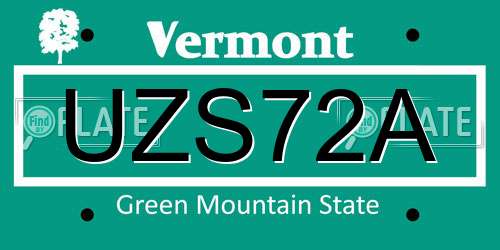 UZS72A Vermont License Plate