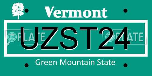 UZST24 Vermont License Plate
