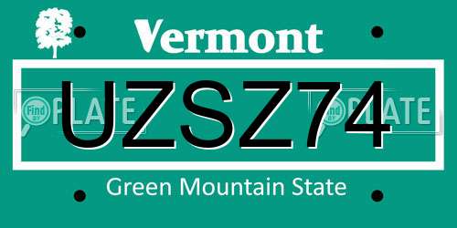 UZSZ74 Vermont License Plate