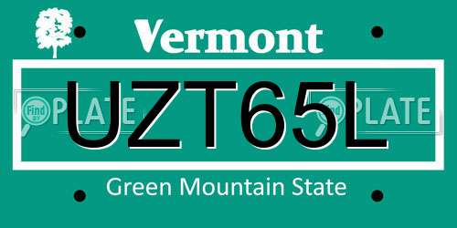 UZT65L Vermont License Plate