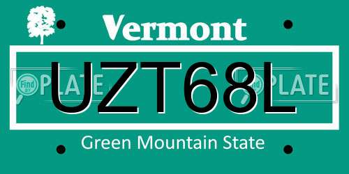 UZT68L Vermont License Plate