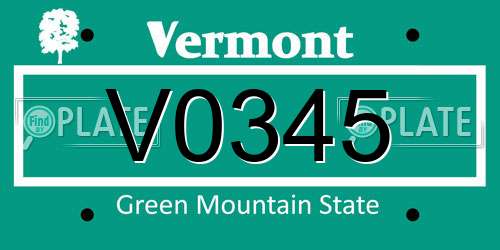 V0345 Vermont License Plate