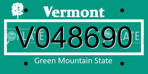V048690 Vermont License Plate