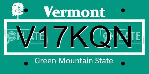 V17KQN Vermont License Plate