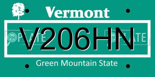 V206HN Vermont License Plate