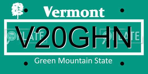 V20GHN Vermont License Plate