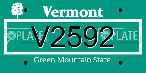 V2592 Vermont License Plate