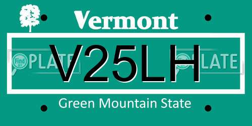 V25LH Vermont License Plate