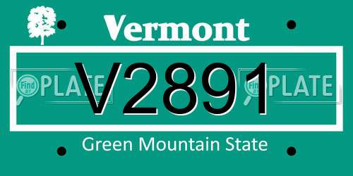 V2891 Vermont License Plate