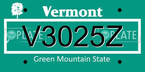 V3025Z Vermont License Plate