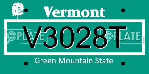 V3028T Vermont License Plate
